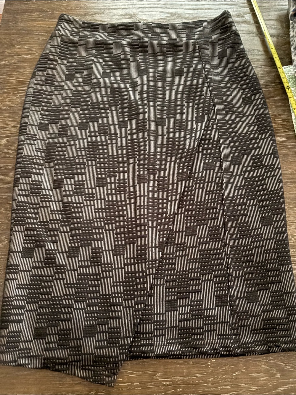 Anthropologie Maeve Black and Gray Geometric Pencil Skirt